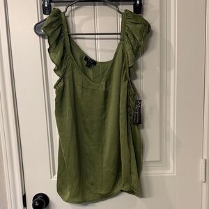 Elegant Green Ruffle Sleeve Blouse